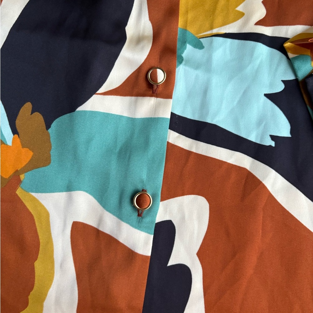 House of Harlow 1960 Brown and Yellow Button Down Shirt - Picture 2 of 3